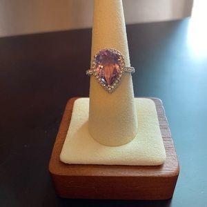 Sterling Silver Pink Sapphire Teardrop Ring